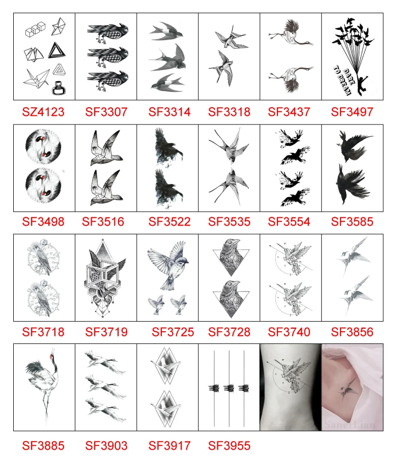 Ласточка птицы Временные татуировки стикер водонепроницаемый взрослый мужчины женщины плечо грудь рука поддельные татуировки 10,5X6 см