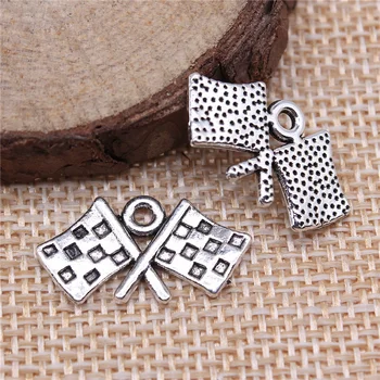 

free shipping 40pcs 22x12mm antique silver Racing flag charms diy retro jewelry fit Earring keychain hair card pendant
