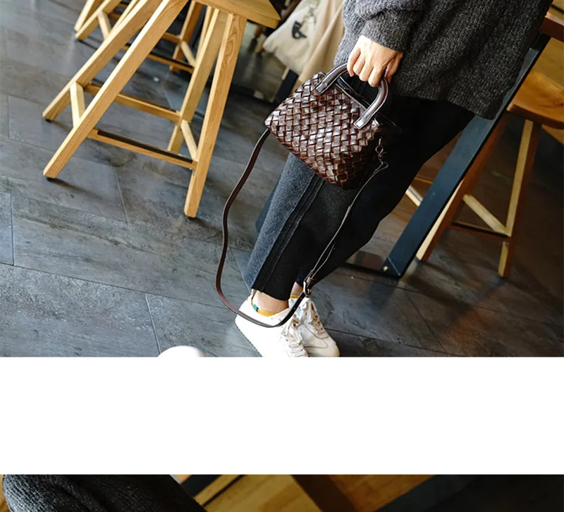 AETOO Head cowhide literature and art retro weaving small square bag, leather shoulder slant carry female bag