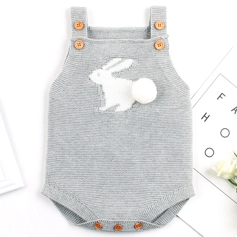 82W505 gray Младенческой детские трикотажные детские комбинезоны для девочек и мальчиков осень-зима свитер для младенцев, комбинезон без рукавов из хлопчатобумажной ткани для малышей Комбинезоны Детская одежда - Цвет: 82W505 gray