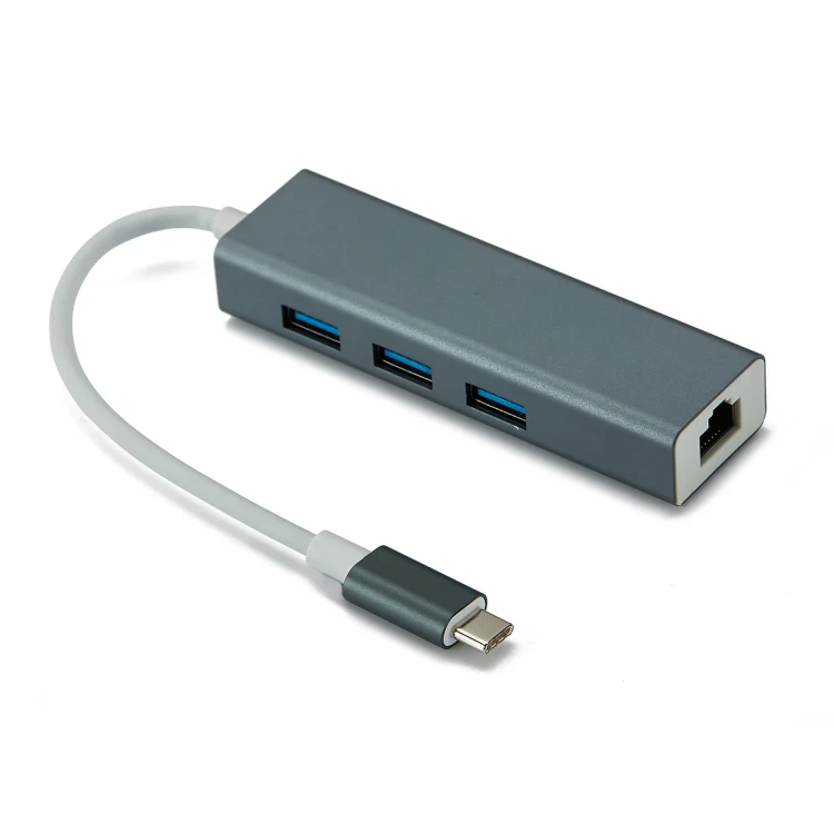 10/100/1000 Мбит/с Тип C к RJ45 USB 3,0 сетевая карта USB C Gigabit Ethernet сетевой адаптер для Macbook Pro samsung S10 S9 S8 - Цвет: Gray