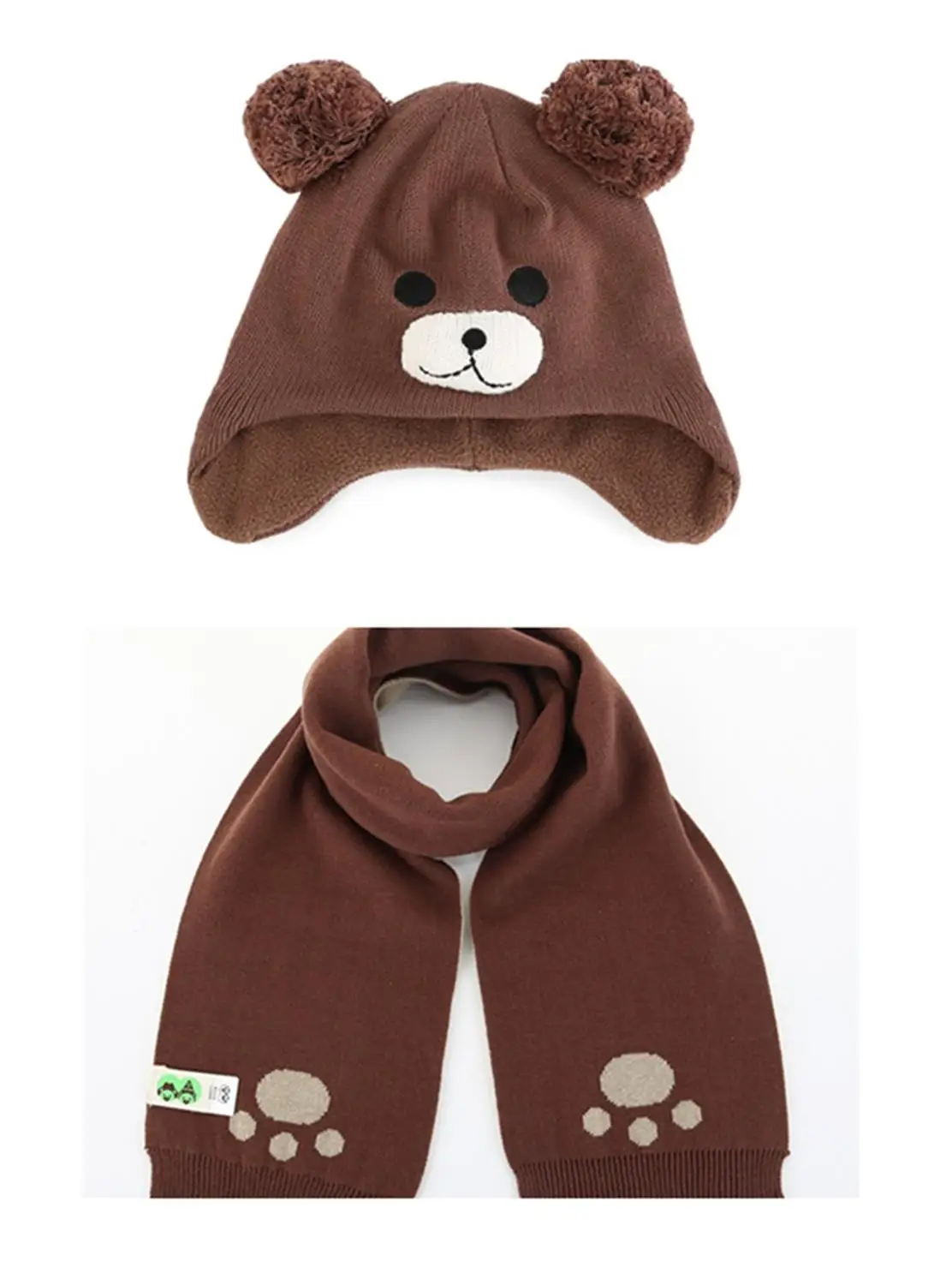 Connectyle вязаная шапка с флисовой подкладкой для младенцев детская зимняя ушками и