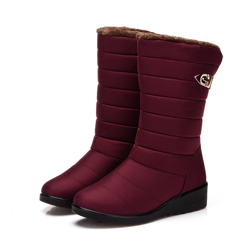 Женские нескользящие ботинки до середины икры зимние водонепроницаемые на