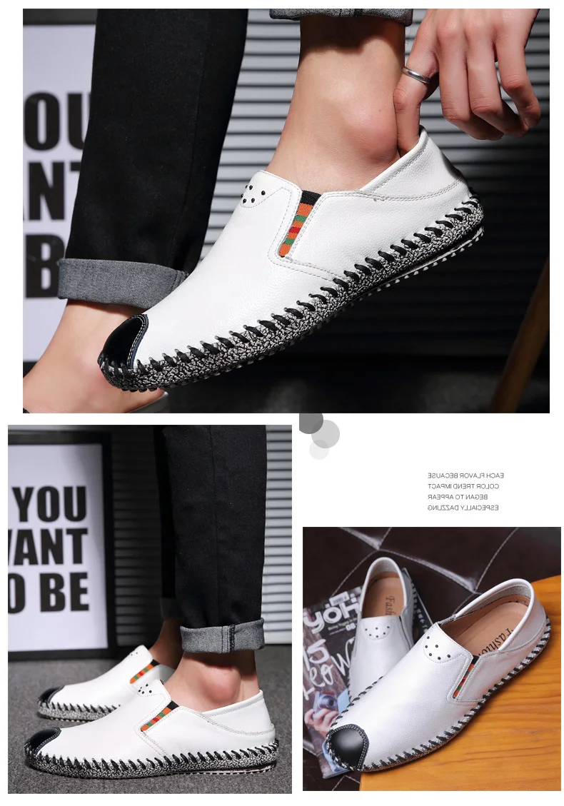Vogue Fashion Comfortable Loafers Shoes Men Genuine Leather Shoes Nice New Ternd Soft Bottom High Quality Driving Shoes Adult