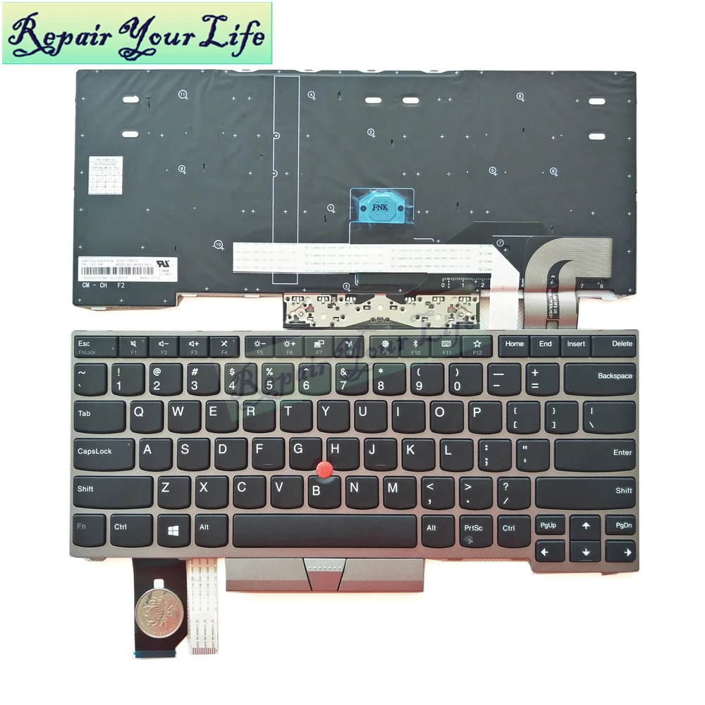 Клавиатура для ноутбука США раскладка для lenovo T480S E480 L480 L380 T480 SN20P32794 подсветка 01YP360 01YP440 черный - Цвет: black