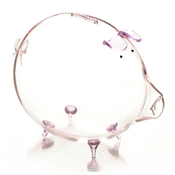 

BEAU-Pig Piggy Bank Money Boxes Coin Saving Box Cute Transparent Glass Souvenir Birthday Gift For Children Kids