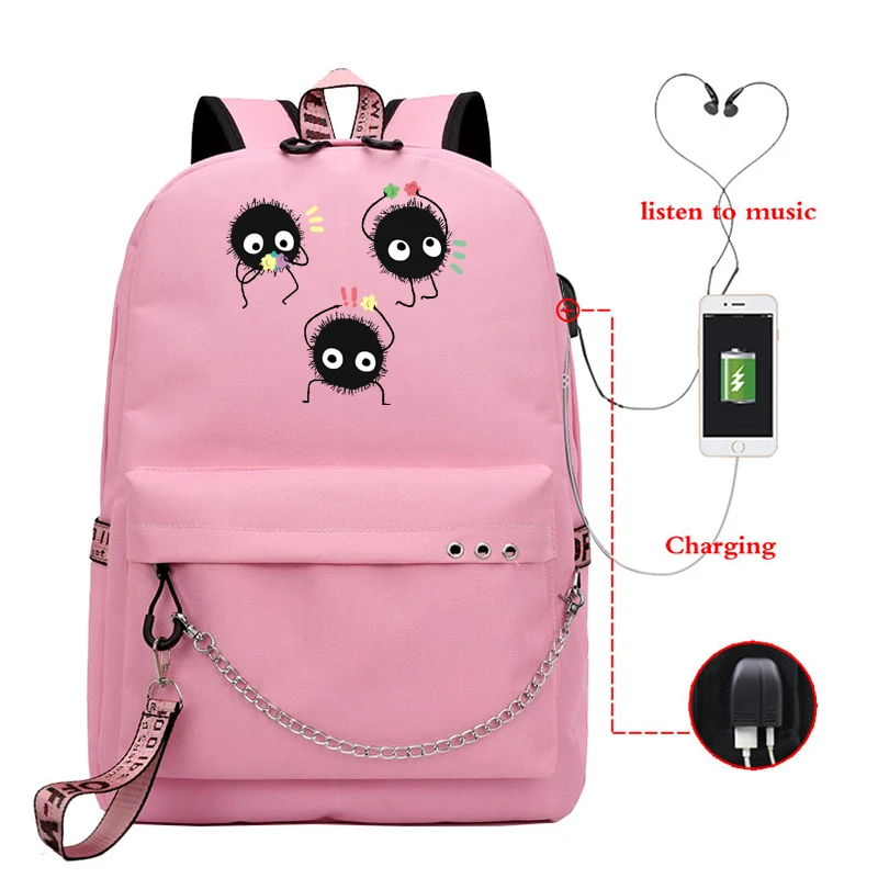 Рюкзак женский с Usb зарядкой модный ранец для девочек подростков сумка книг и