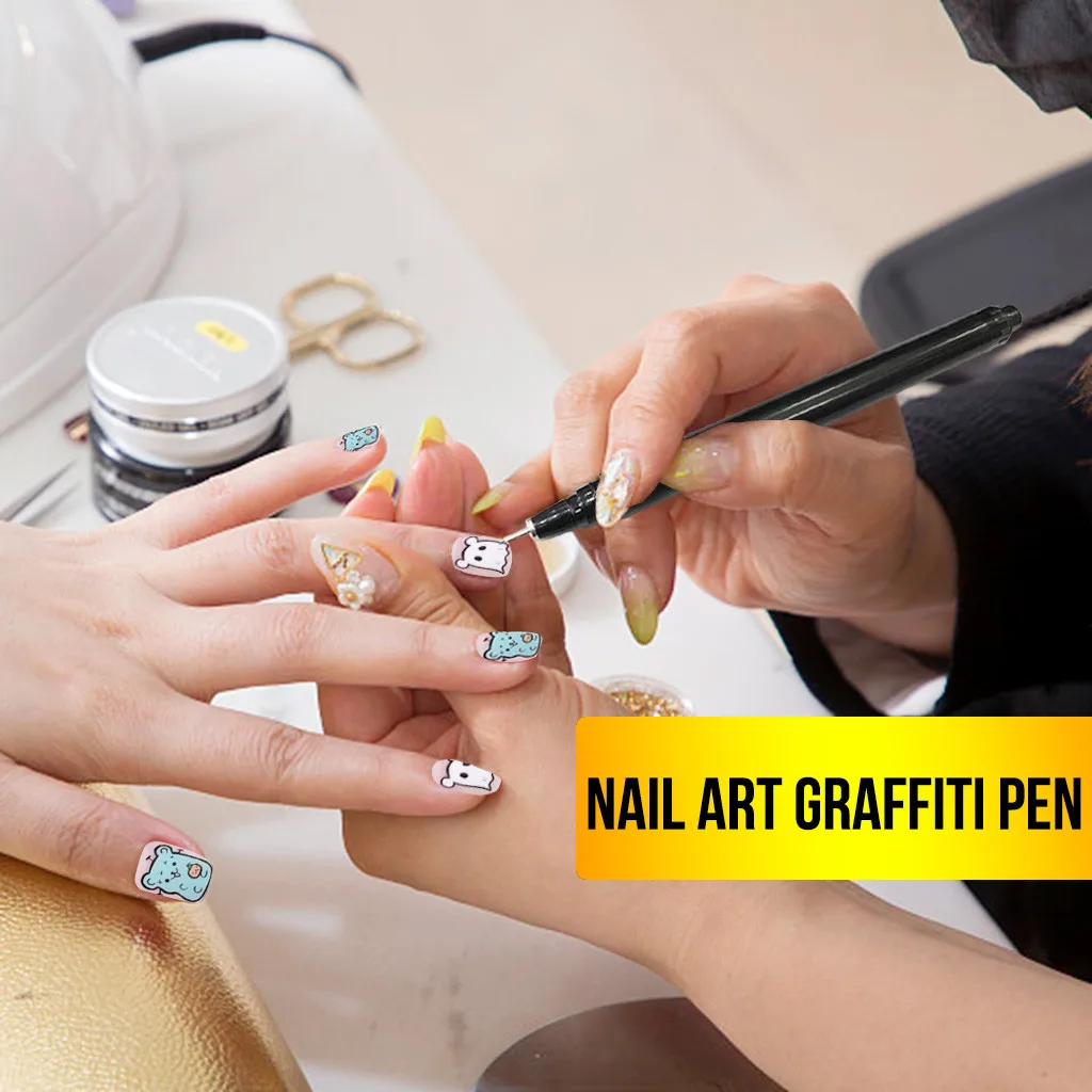 Nail Art Graffiti Pen 1 шт черный УФ-гель для дизайна ногтей лак дизайн точечный рисунок детализация ручки кисти Прямая поставка