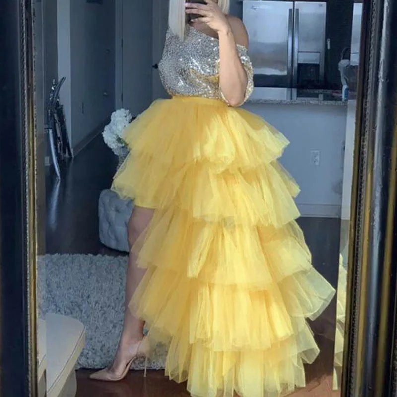 Yellow tulle skirt long Clearance