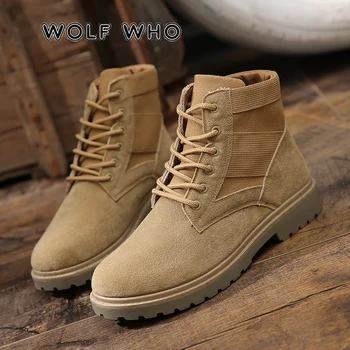 

WOLF WHO Men Ankle Boots Winter High Top Male Casual Shoes Snow Boots Keep Warm Man Working Boots Flats Men Winter Sneakers W036