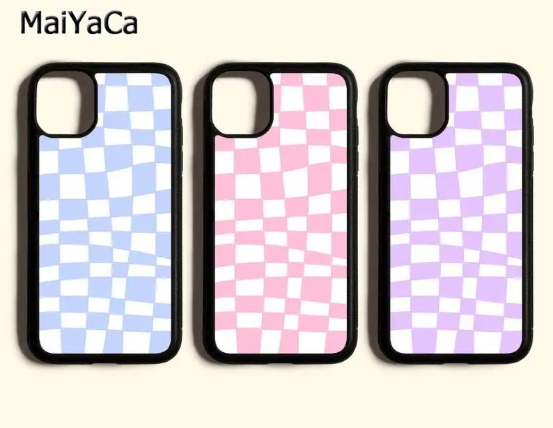 Pink Checkerboard Phone Case For iphone 11 12 13 mini Pro X XR XS MAX 7