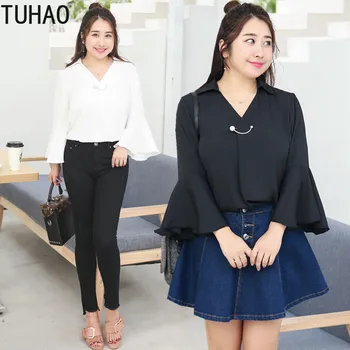 

TUHAO 2019 Chiffon Shirt Elegant Blouse for Autumn Blouses Plus Size 4XL 3XL Office Lady Women's Shirts Tops Work LZ92