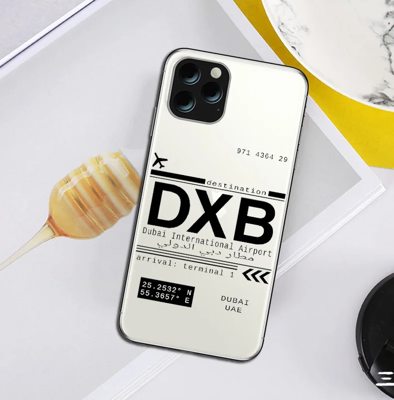 Для iphone 11, 11PRO, X, XR MAX, 5S, SE, 6 S, 7, 8 PLUS, из мягкого ТПУ, чехол с надписью «Международный аэропорт Дубая»