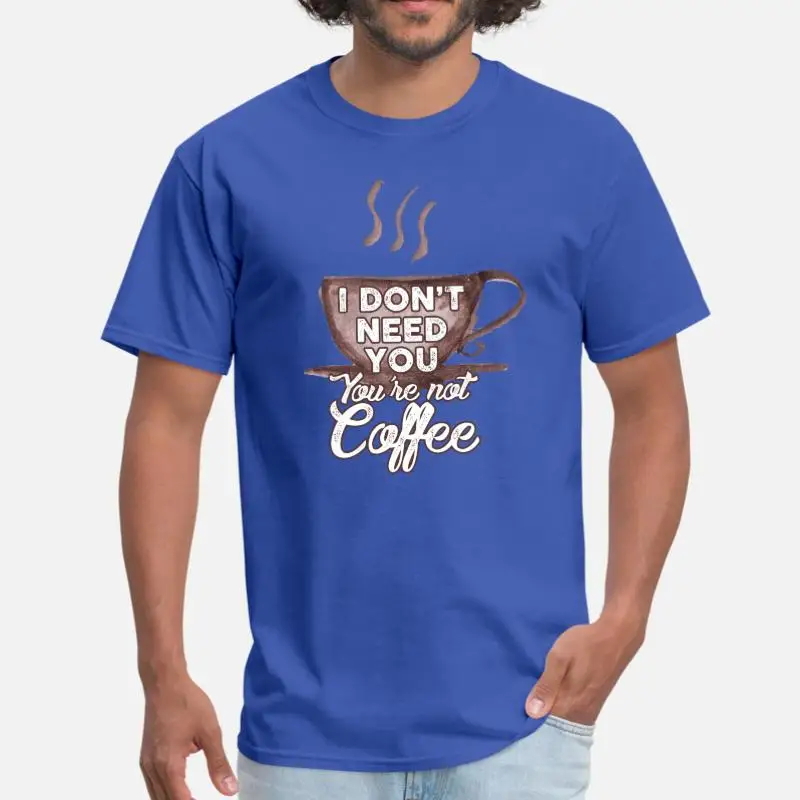 Индивидуальная Мужская футболка coffee To Go, хлопок, круглый вырез, потрясающая Мужская футболка, короткий рукав, Мужская футболка - Цвет: Men-Blue