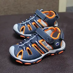 Новый дизайн; 1 пара детских сандалий для мальчиков; кожаная обувь с поддержкой стопы; детская обувь для отдыха