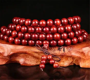

Wholesale 10pcs Natural Zambian Lobular Rosewood Bracelet 6/8mm Blood Sandalwood Beads Multi Circles 108 Prayer Bracelet Mala