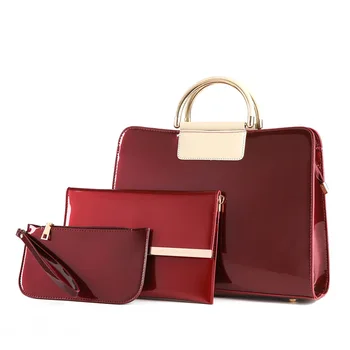 

New Different Size Bags Three-Piece Women's Fashionable Patent Leather Handbag