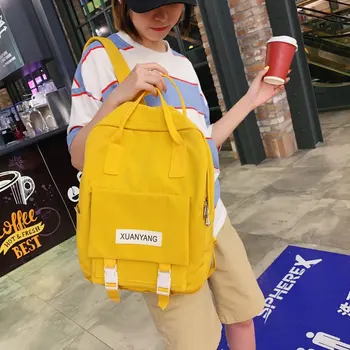 

Women Backpack for Teenager Girls 2019 New Hot Fashion Zipper Soft Cartoon Canvas Backpacks Students School Shoulder Bags