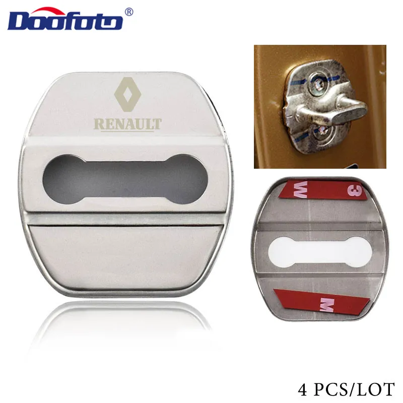 Doofoto 4x крышка дверного замка автомобиля для Renault Duster Megane 2 Megane 3 Clio Fluence Logan Captur Laguna 2 Scenic 2 аксессуары чехол - Цвет: Style 2 Silver