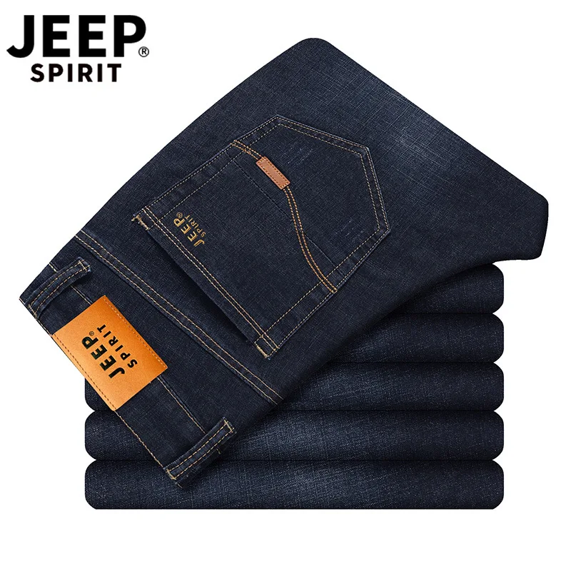 Джинсы мужские брендовые JEEP SPIRIT осенние джинсы Hombre хлопковые Умные повседневные мужские джинсы, мужские брюки прямые джинсы homme Размер 28-40