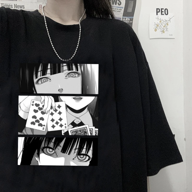 Забавная футболка с японским аниме Kakegurui женская Y2K графическим принтом в