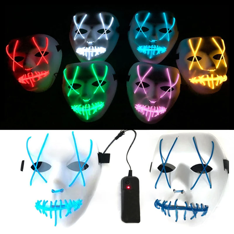 

Halloween Mask LED Light Up Funny Masks The Purge Election Year Great Festival Decorations Cosplay Costume Supplies Party Mask
