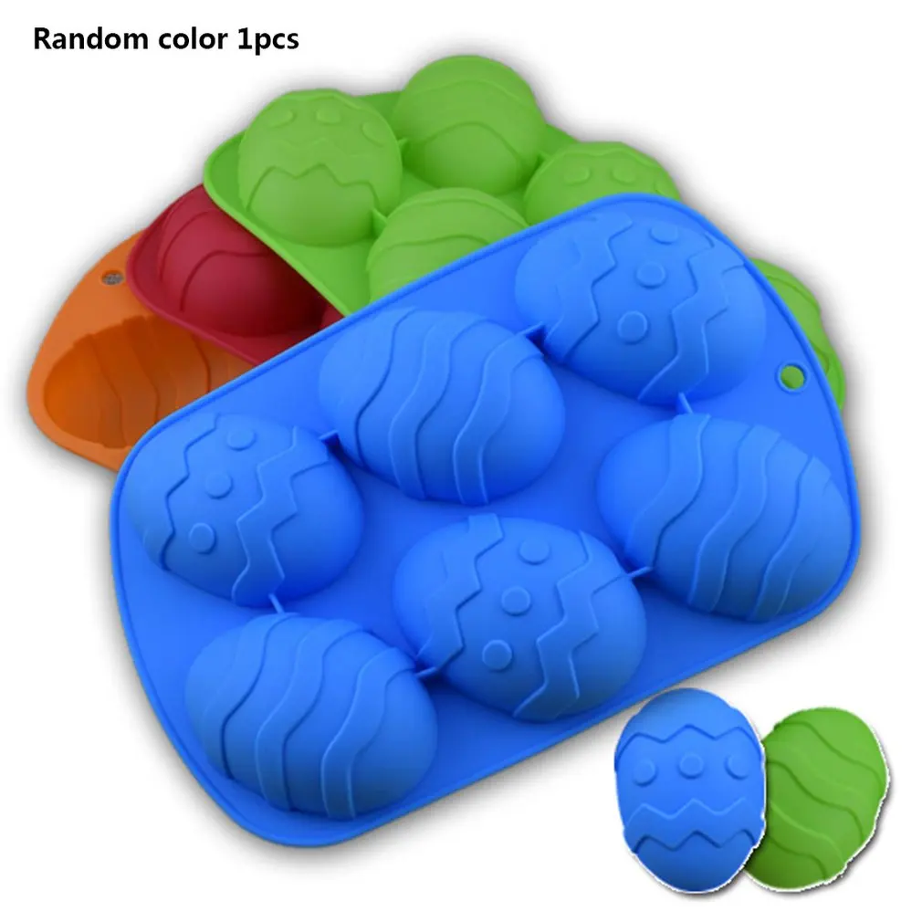 

6-Hole Eggshell Silicone Cake Mold Easter Egg-Shaped Handmade Soap Plastic Mold High Temperature Baking Mold