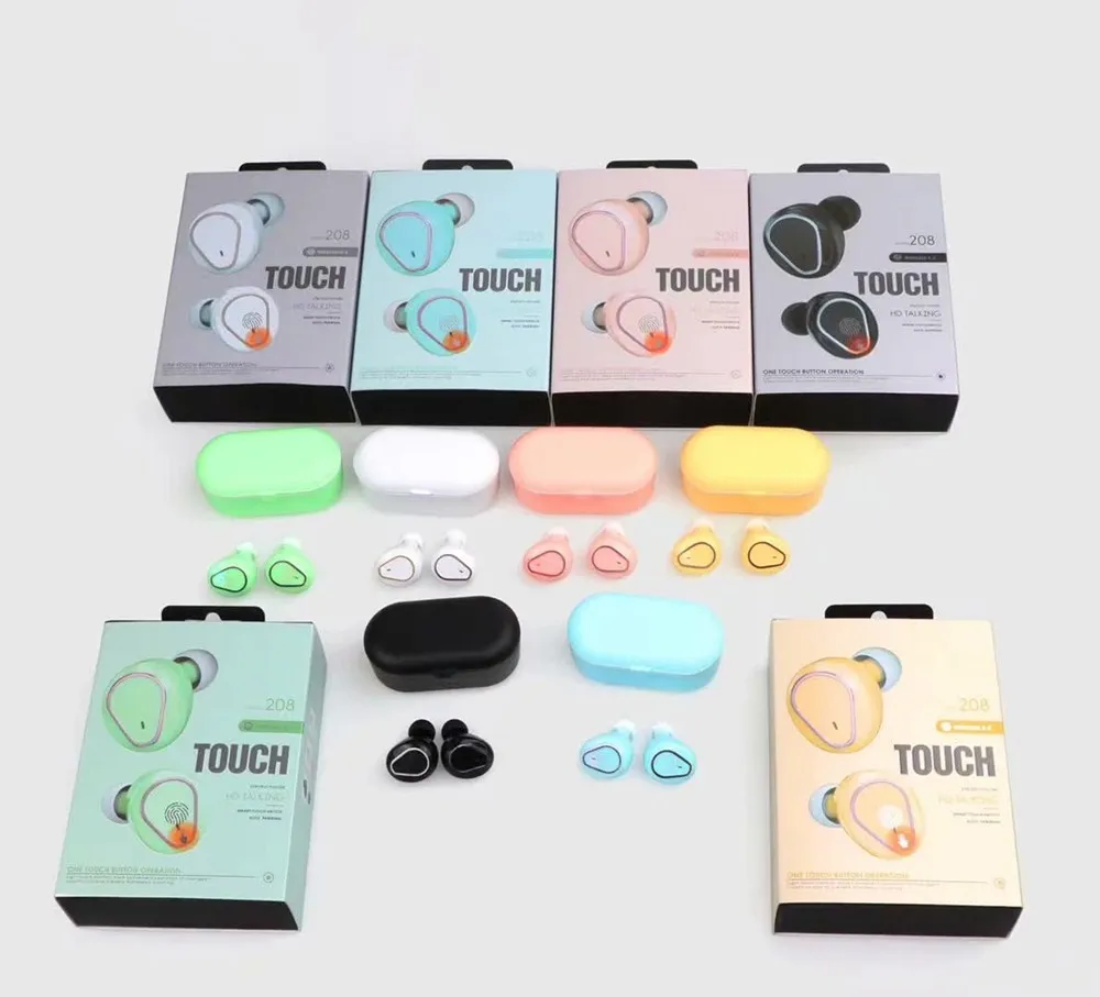 Macarone candy TWS 208 сенсорные Bluetooth 5,0 беспроводные наушники состояние батареи наушники с микрофоном для iPhone samsung huawei