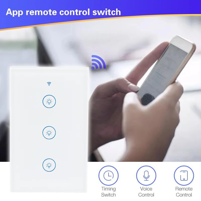 Wifi умный настенный светильник с сенсорной панелью стандарт США 3 банды умный дом работает с Alexa Google Home Mini IFTTT TUYA Smart LIFE