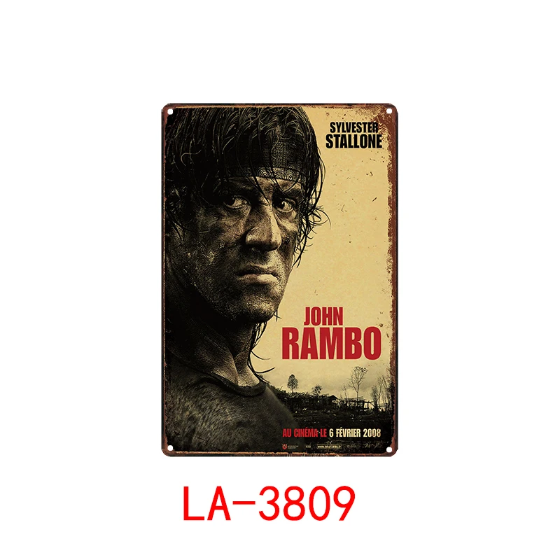 Фиолетовый Первый крови Stallone-металлические вывески настенный плакат доска мотор настенная живопись старинный Бар Паб Декор - Цвет: Фиолетовый