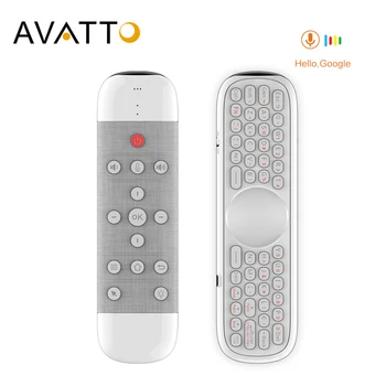 

AVATTO 2020 IR Learning Air Mouse Remote with Voice Control, 2.4GHz Wireless Backlit Mini Keyboard for Smart TV, Android Box