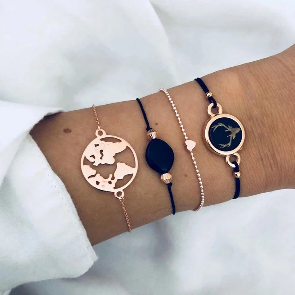 Type 28 Boho Rose карта браслеты и браслеты для женщин богемный круглый бисерный очаровательный браслет набор модные Многослойные аксессуары Bijoux - Окраска металла: Type 28