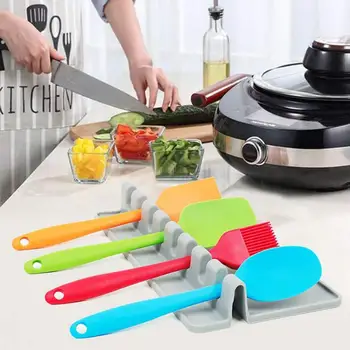 

Kitchen Accessories Cooking Tools Heat Resistant Silicone Spoon Rest Ladle Utensil Holder Organizer Rack Storage