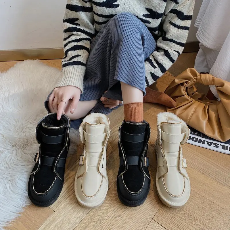 Women Boots 2021 Retro Hot Sale Boot Female Non-Slip Ankle Winter Shoes Large Size 2021 Women's Ankle Boots Zapatos De Mujer