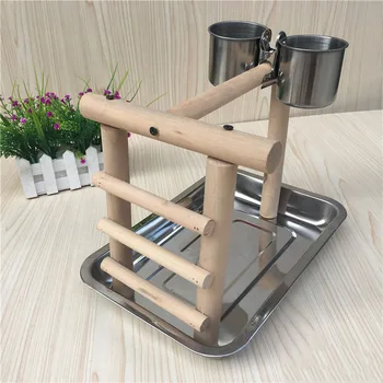 

Bird Feeder Cups with Stand Climb Holder Food Water Feeding Cups with Clip Stainless Steel Parrot Cage Stand Bird Supplies