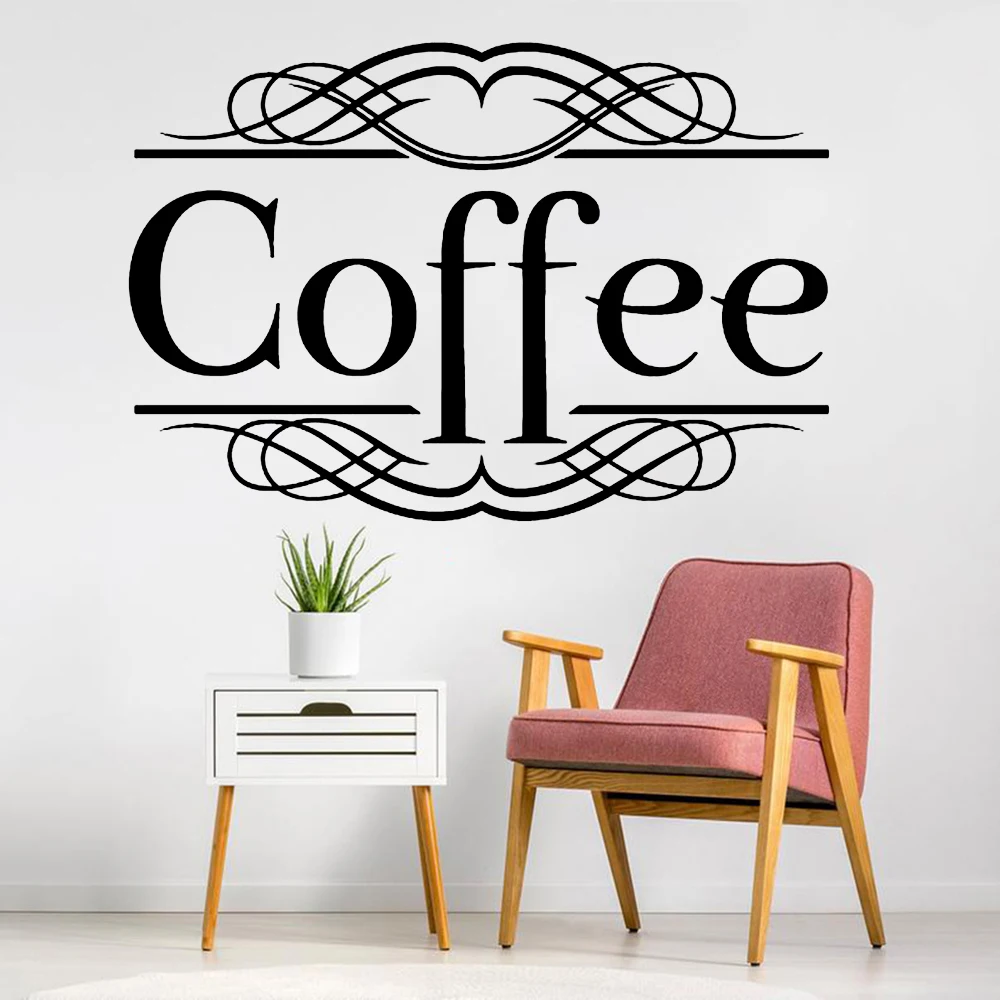 Coffee Wall Decals Classic Sign Vinyl Kitchen Interior Window Wall ...