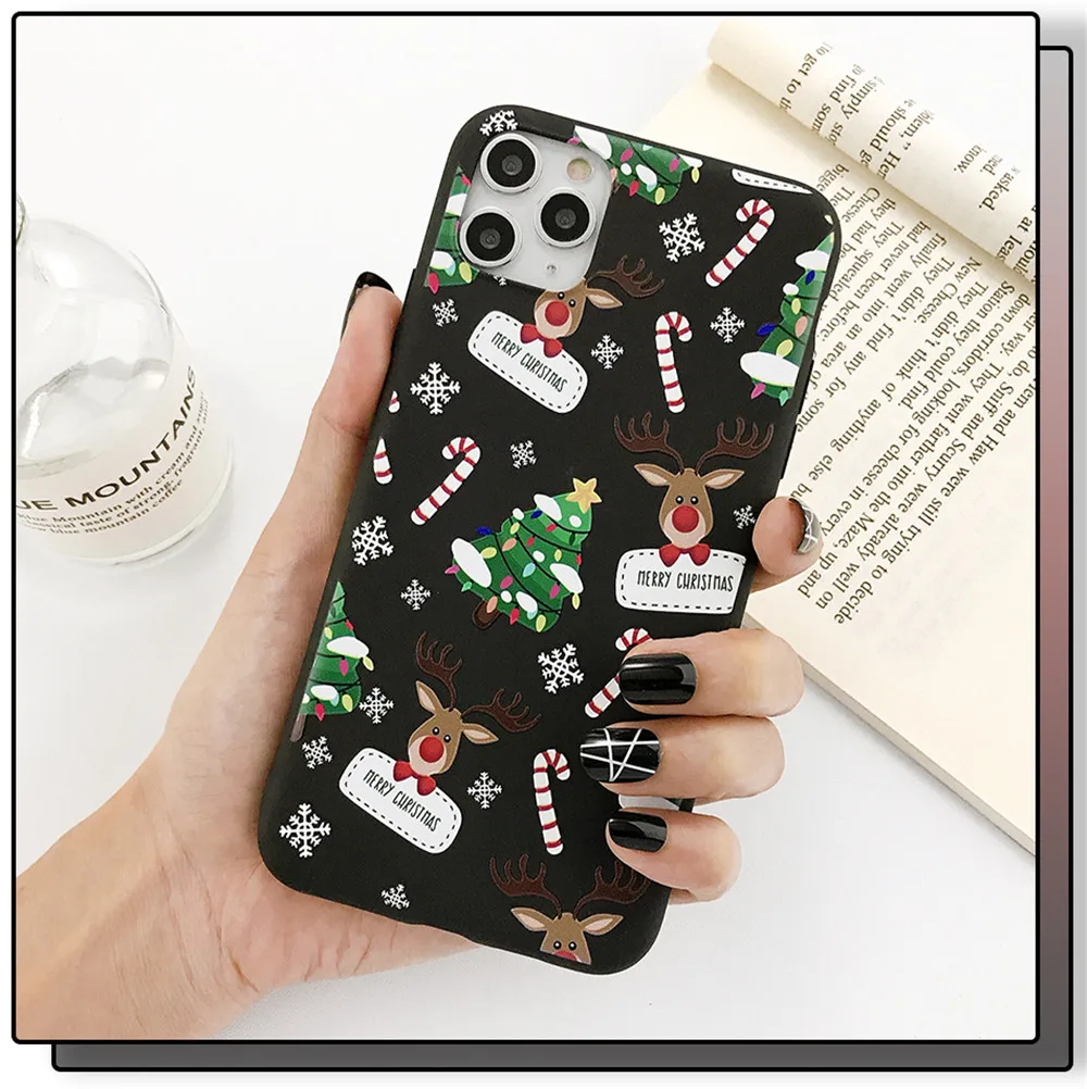 Ottwn Christmas Santa Claus Elk Phone Case For iPhone 13 12 11 Pro Max Mini X XS XR 7 8 6 Plus SE 2020 Soft TPU Silicone Cover apple iphone 13 case