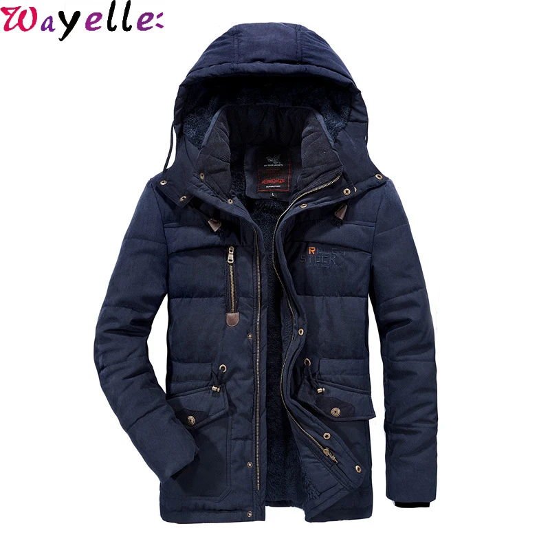 

Canada Men Winter Cotton Jacket Coat Thick Fleece Hooded Military Jacket Parka Coat Men Windbreaker Warm Overcoat Plus Size 5XL