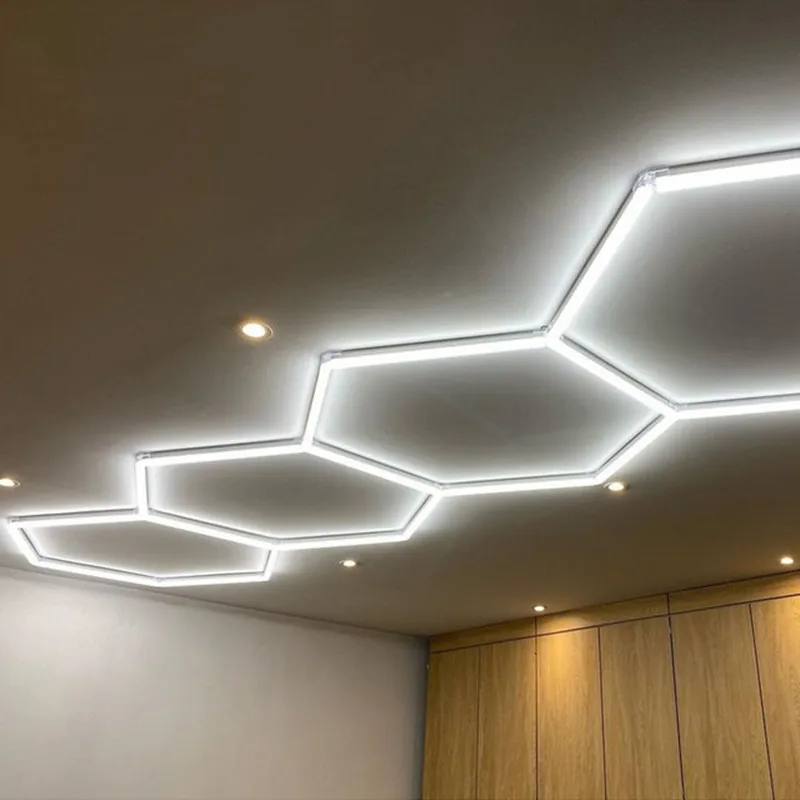 Tira de luces Led de neón para techo, lámpara de pared con costuras de  Color hexagonal para garaje automático - AliExpress