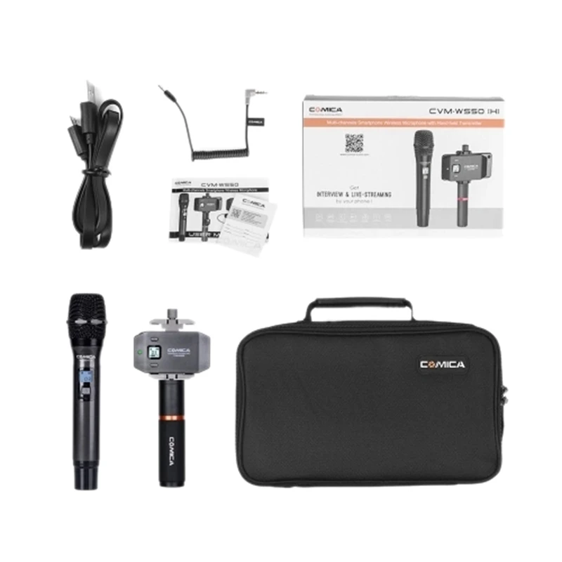  Comica Cvm-Ws50H Smartphone Wireless Microphone + Hand-Held Transmitter 6 Channels / Lcd Screen / 6