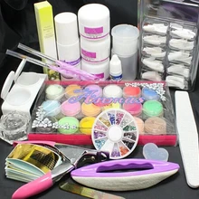 Профессиональный Маникюрный Инструмент для дизайна ногтей акриловый жидкий порошок Блестящий УФ гель Стразы Советы Кисти Набор инструментов для ногтей