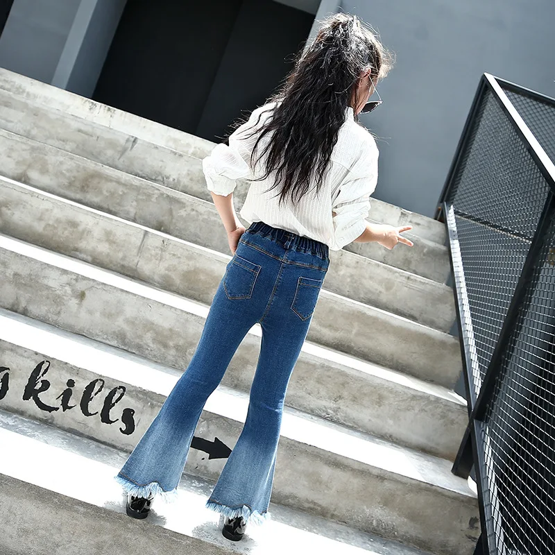 

Girl'S Jeans Spring Trousers 2018 New Style Big Boy Gradient Elasticity Trumpet Pants CHILDREN'S Trousers Fashion