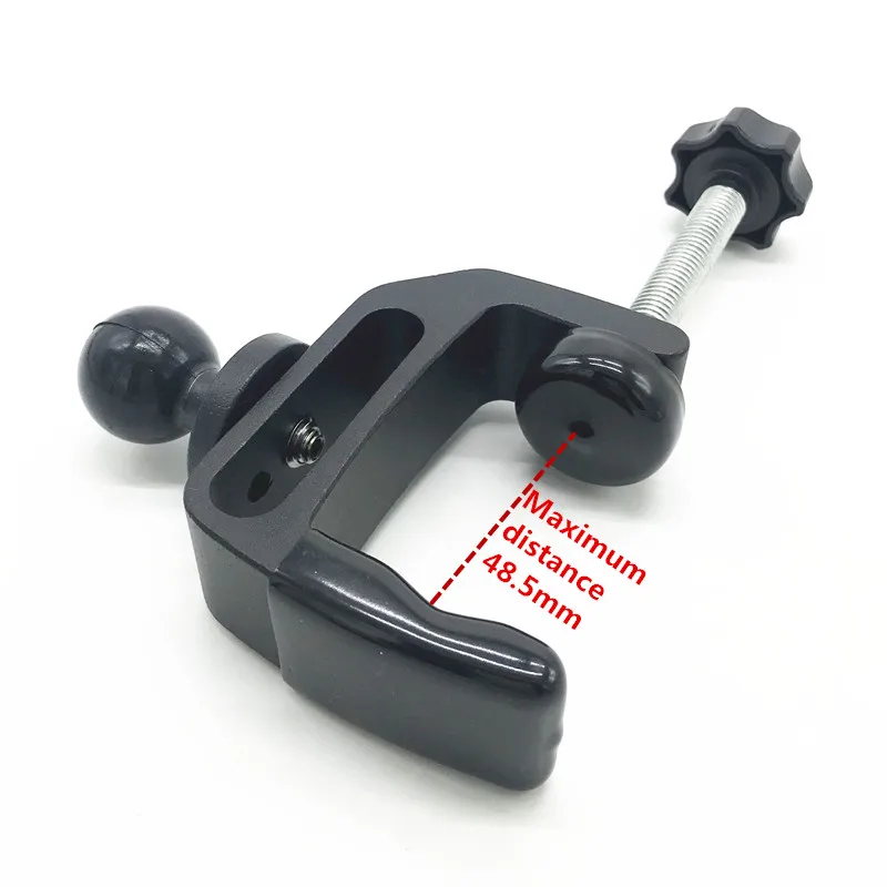 C Mount Clamp Rubber Ball Head With 1/4 Screw Adapter For Gopro Rails