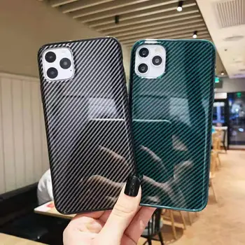 

For iPhone 7 Case Gloss Carbon Fiber Pattern Luxury Cover for iPhone 11 Pro Max XS Max X XR 7 8 Plus Full Covage Case Coque