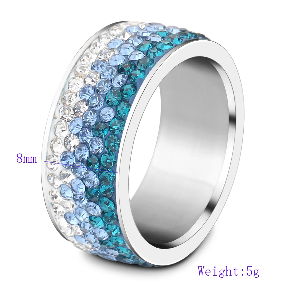 6/7/8/9# different Color Line Crystal Fashion Jewelry Ring Wholesale Stainless Steel for women | Украшения и аксессуары