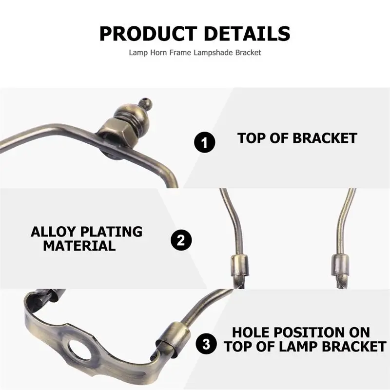 1Pc  Lampshades Alloy Plating Horn Frame Lampshade Bracket Lamp Lighting Lamp Horn Frame Lampshade Bracket (7.87 Inch Bronze)