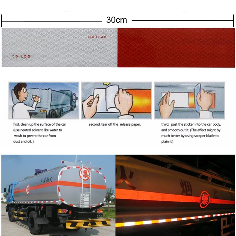 DOT-C2 Conspicuity Safety Reflective Tape Red White For Trailer Vehicle Truck, Trailer Reflector, Reflector Tape Roll