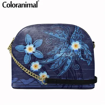 

Hawaii Kanaka Maoli Polynesian Plumeria Printed Mini Crossbody Bag for Women High Capacity PU Leather Messenger Bag With Chain