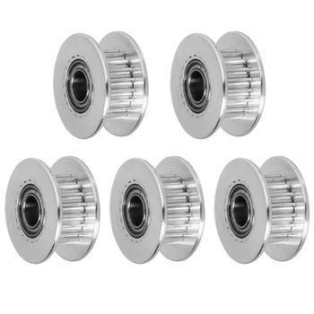 

5pcs Idler Pulley 20 Teeth 5mm Bore Aluminum Durable Idler Pulley Synchronous Wheel Parts for Timing Belt 3D Printer