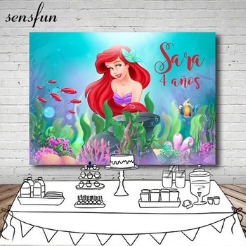 

Sensfun 7x5ft Vinyl Little Mermaid Princess Under Sea Fish Bubbles Backdrops Children Backgrounds For Photo Studio Polyester